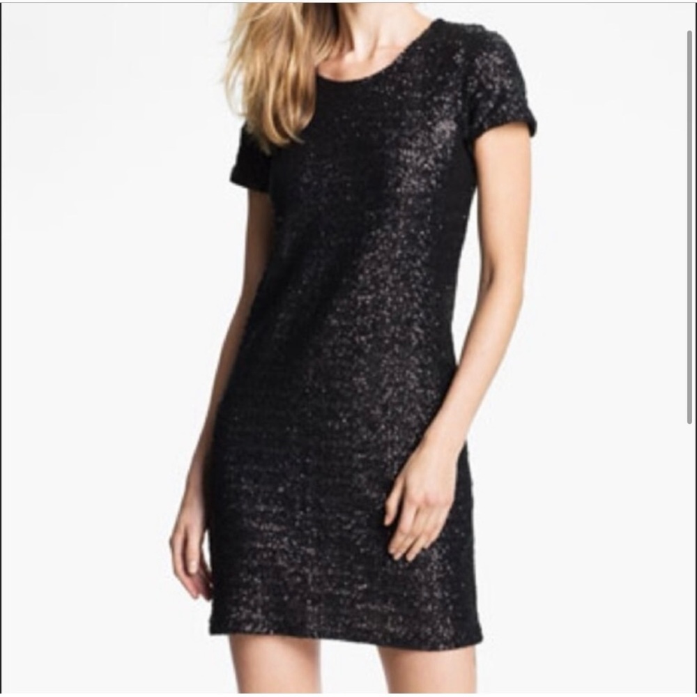 Velvet by Graham &  Spencer Sequins Black Dress